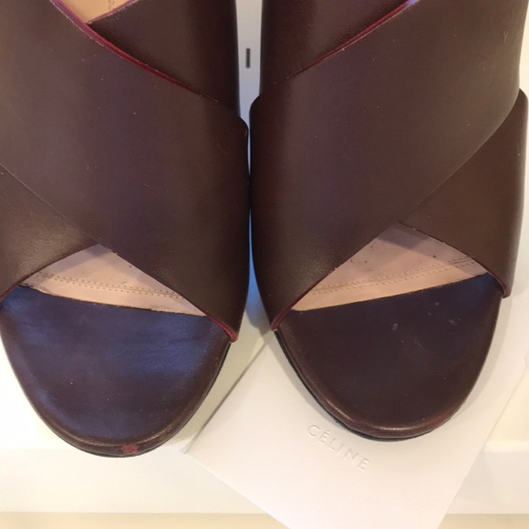 Celine leather & linen wedge shoe 37 1/2 - Picture 3 of 8